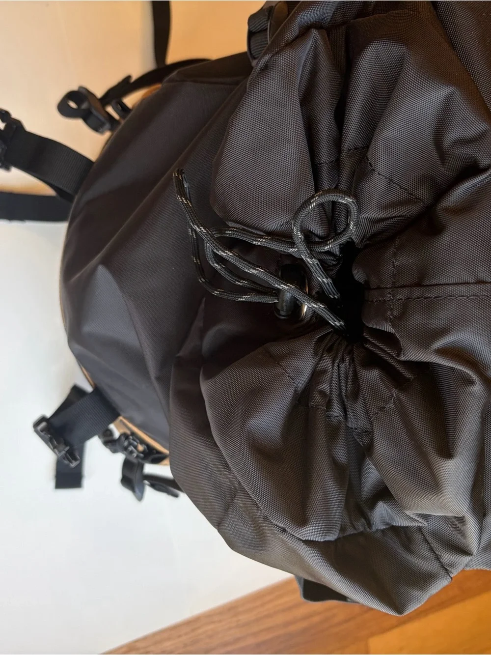 Topo Designs Black and Tan Two-Tone Roll-Top Backpack